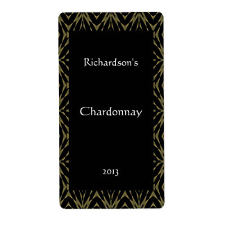 Verziertes Gold- und Black-Wine-Label