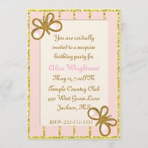 Verziertes Gold und Rosa Ladys - Geburtstags-Einla Einladung
