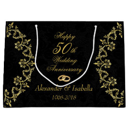 Verziertes Gold zum 50. Geburtstag der Black Weddi Große Geschenktüte