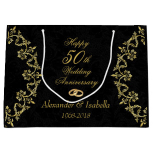 Verziertes Gold zum 50. Geburtstag der Black Weddi Große Geschenktüte
