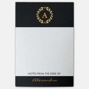 Verziertes Golden Leaved Roman Wreath Monogram - S Post-it Klebezettel