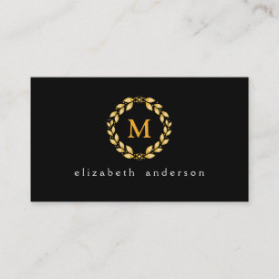 Verziertes Golden Leaved Roman Wreath Monogram - S Visitenkarte