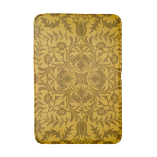 Verziertes goldenes Blumenmuster mit symmetrischen Badematte