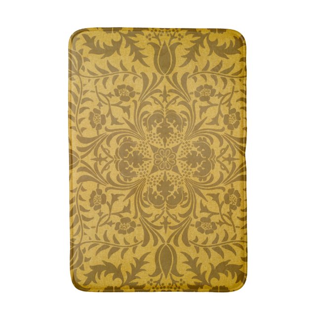 Verziertes goldenes Blumenmuster mit symmetrischen Badematte (Vorderseite Vertikal)