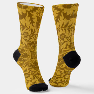 Verziertes goldenes Blumenmuster mit symmetrischen Socken