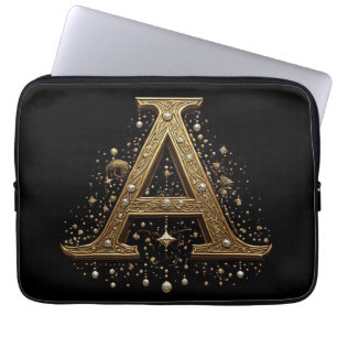 Verziertes goldenes Buchstabe A Luxus-Monogramm im Laptopschutzhülle
