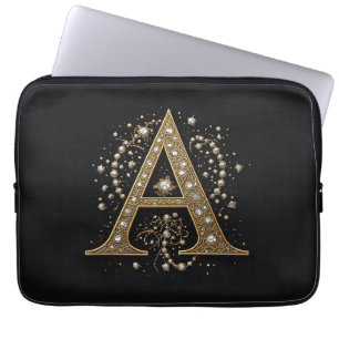 Verziertes goldenes Buchstabe A Luxus-Monogramm im Laptopschutzhülle