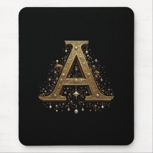 Verziertes goldenes Buchstabe A Luxus-Monogramm im Mousepad