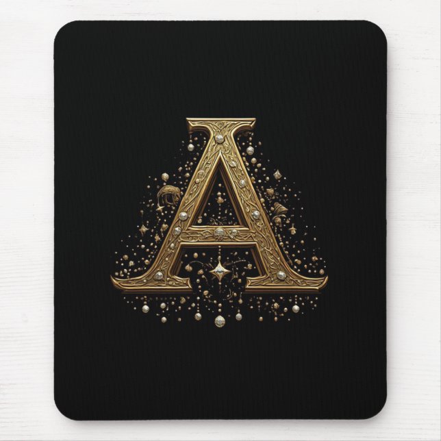 Verziertes goldenes Buchstabe A Luxus-Monogramm im Mousepad (Vorne)