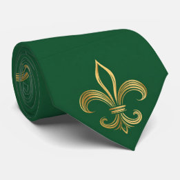 Verziertes goldenes Fleur-de-lis Mardi Gras grüner Krawatte