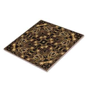 Verziertes goldenes Vintage-Muster Fliese