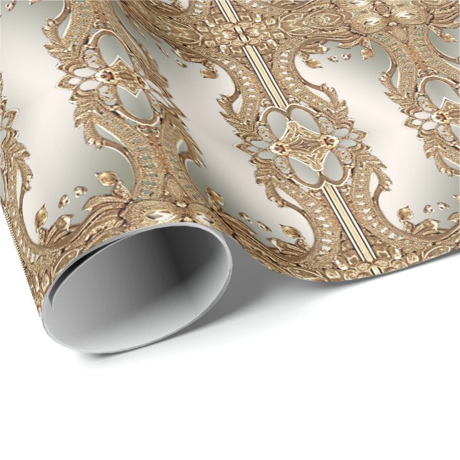 Verziertes Goldpapier Geschenkpapier (Rolleneckpunkt)