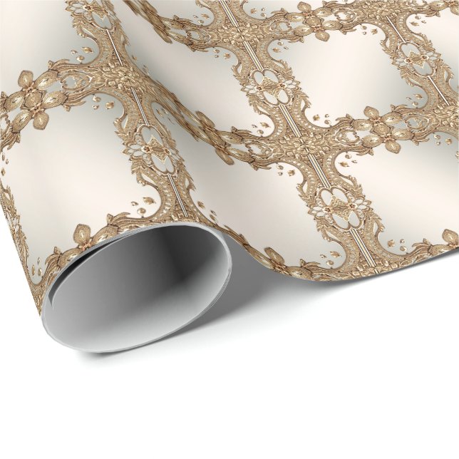 Verziertes Goldpapier Geschenkpapier (Rolleneckpunkt)