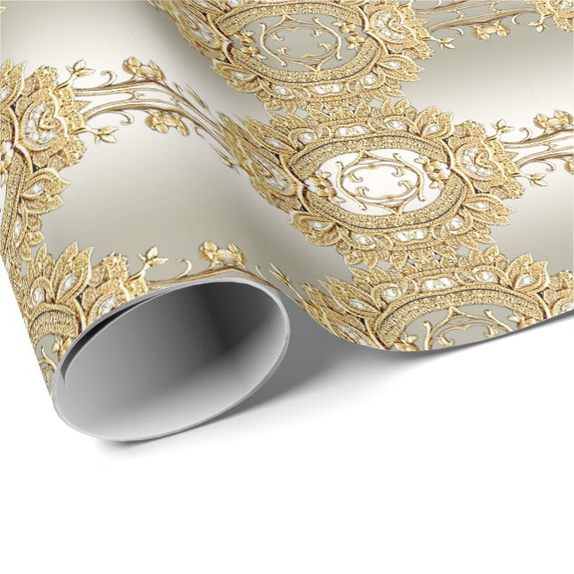 Verziertes Goldpapier Geschenkpapier (Rolleneckpunkt)