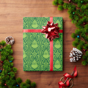 Verziertes Green Grinch-Muster Geschenkpapier