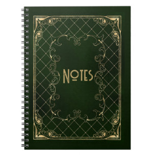 Verziertes Green und Gold Frame Notebook Notizblock