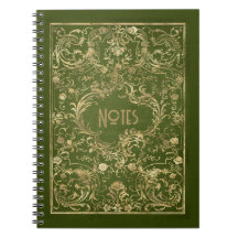 Verziertes Green und Gold Frame Notebook