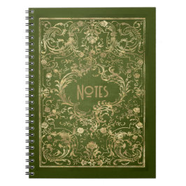 Verziertes Green und Gold Frame Notebook Notizblock