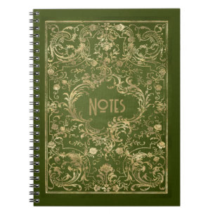 Verziertes Green und Gold Frame Notebook Notizblock
