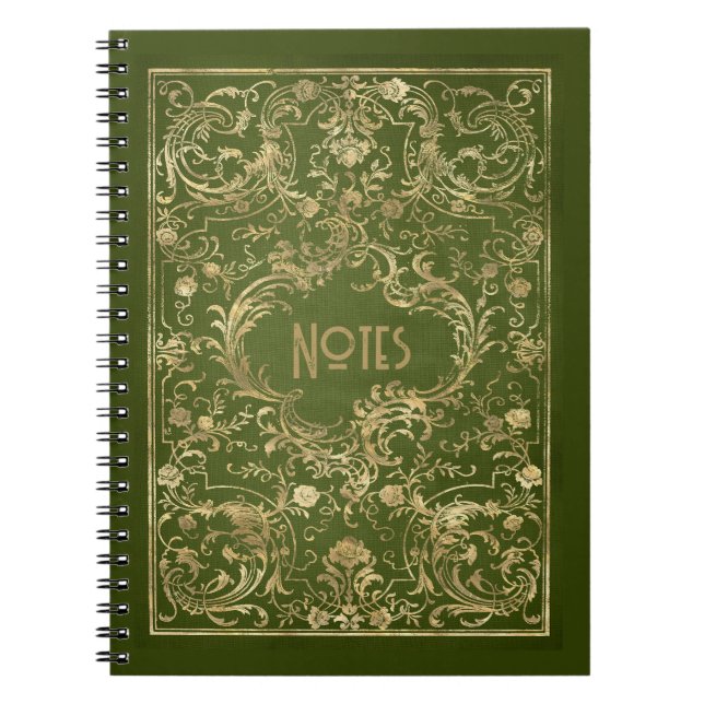 Verziertes Green und Gold Frame Notebook Notizblock (Vorderseite)