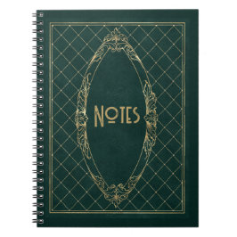 Verziertes Green und Gold Frame Notebook Notizblock