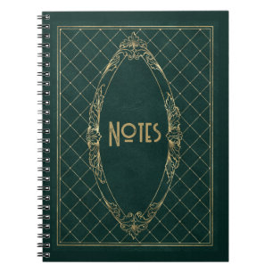 Verziertes Green und Gold Frame Notebook Notizblock