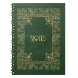 Verziertes Green und Gold Frame Notebook Notizblock