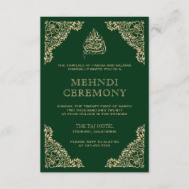 Verziertes grün-goldenes islamisches Mehndi Begleitkarte