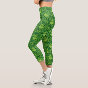 Verziertes grünes Grinch-Muster Capri Leggings