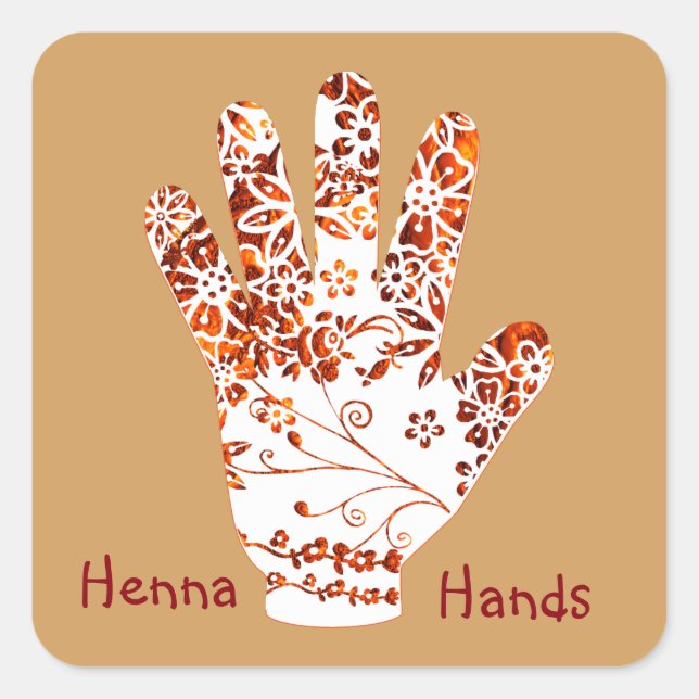 Verziertes Handdesign von Mehndi Henna Quadratischer Aufkleber (Vorderseite)