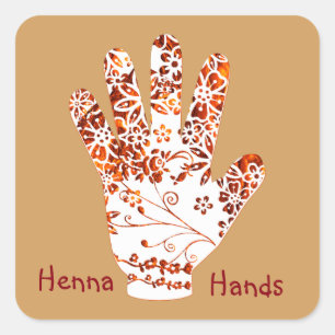 Verziertes Handdesign von Mehndi Henna Quadratischer Aufkleber