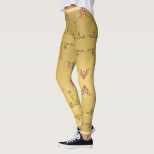 Verziertes Herz am Goldenen Ocker Leggings