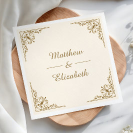 Verziertes Hochzeitspapier aus Creme und Gold Serviette