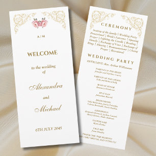 Verziertes Hochzeitsprogramm für Rokoko Vintage Programm