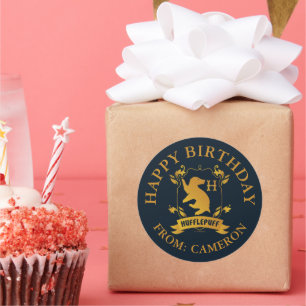 Verziertes HUFFLEPUFF™-Wappen   Happy Birthday Runder Aufkleber