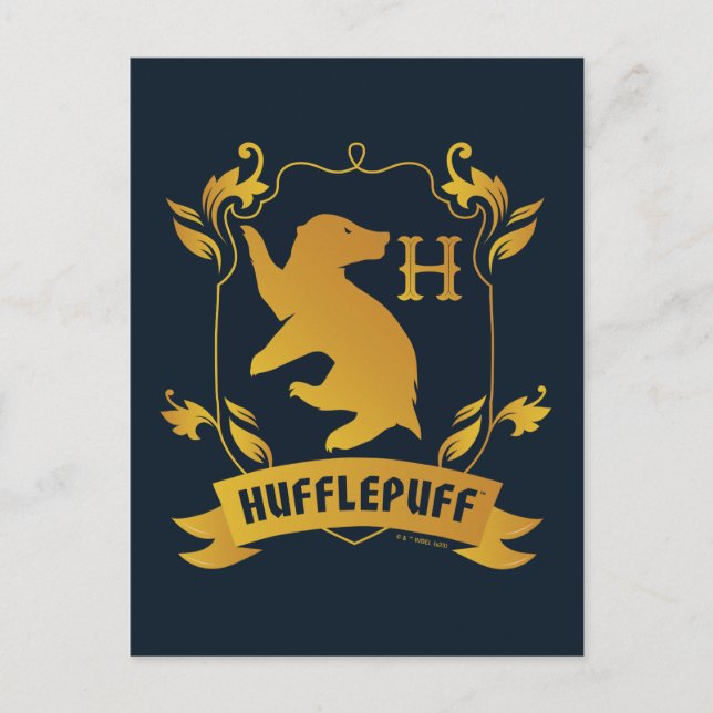 Verziertes HUFFLEPUFF™-Wappen Postkarte (Vorderseite)