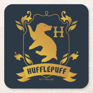 Verziertes HUFFLEPUFF™-Wappen Rechteckiger Pappuntersetzer