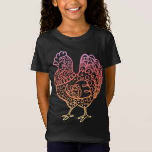 Verziertes Huhn Lineart T-Shirt