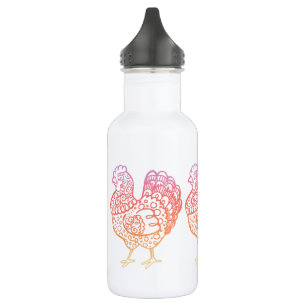 Verziertes Huhn Lineart Trinkflasche