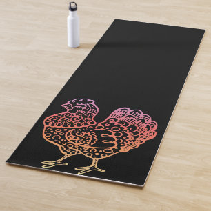 Verziertes Hühnchen Lineart Yoga Mat Yogamatte