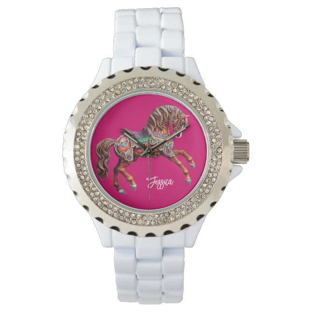 Verziertes Karussellpferd Armbanduhr (Vorderseite)