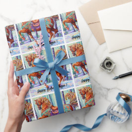 Verziertes Karussellpferd Geschenkpapier