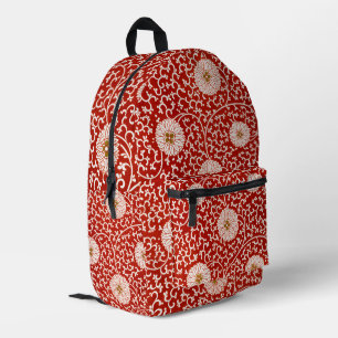 Verziertes klassisches Muster mit roter Blume Bedruckter Rucksack