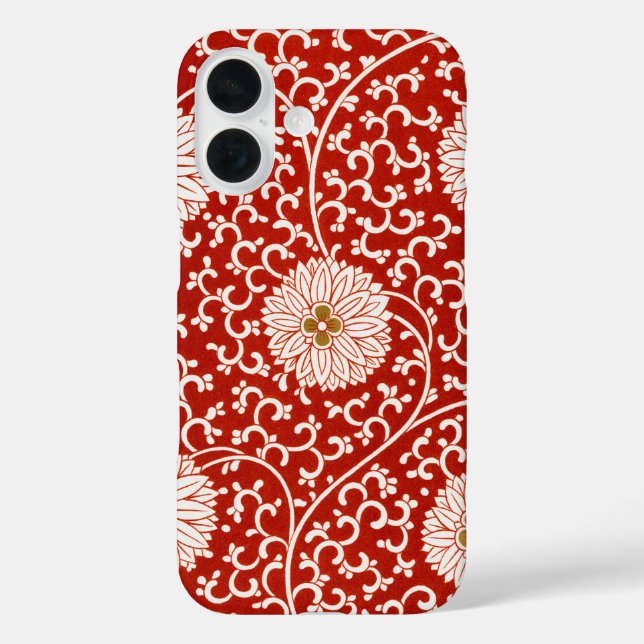 Verziertes klassisches Muster mit roter Blume Case-Mate iPhone Hülle (Rückseite)