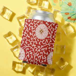 Verziertes klassisches Muster mit roter Blume Dosenkühler