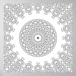 Verziertes kreisförmiges Motiv Mandala Färbungsdes Poster