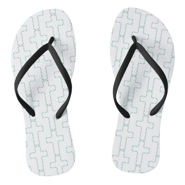Verziertes Kreuz mit schlichten grünen Reben Flip Flops (Fußbett)