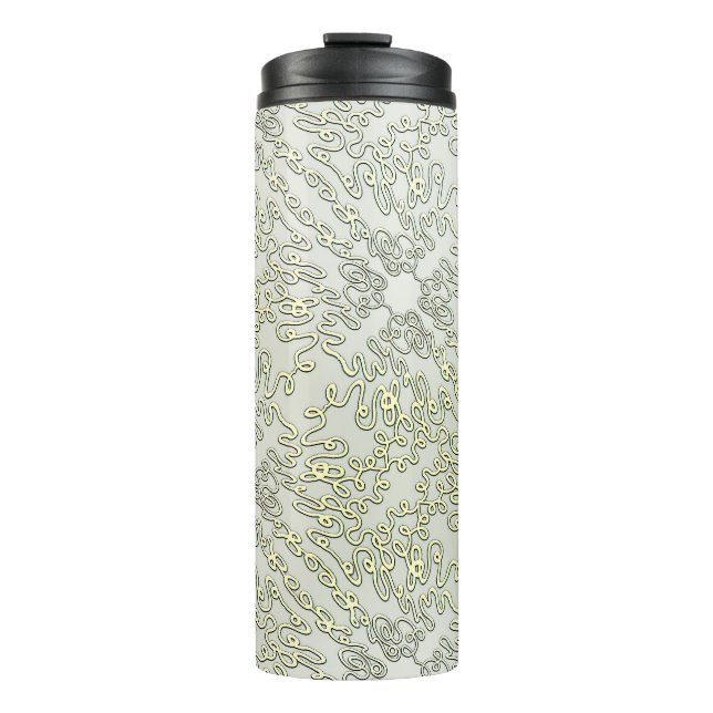 Verziertes Kritzelmuster in Gold & Silber Thermosbecher (Vorderseite)