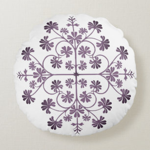 Verziertes Lila geometrisches Muster Rundes Kissen