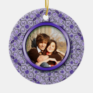 Verziertes Lila Tanzanite Silver Foto Christmas Keramik Ornament